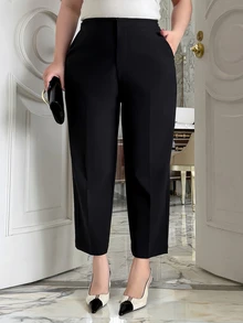 Dazy Plus Solid Color Slim Fit Stretch Straight Leg Ankle Pants Black All Season Fall - Black - View 4