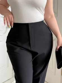 Dazy Plus Solid Color Slim Fit Stretch Straight Leg Ankle Pants Black All Season Fall - Black - View 5