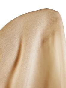 SHEIN Spring/Summer New French Style Asymmetrical Elegant European Chic Women's One-Shoulder Top + Casual Elastic Split Hem Skirt, Beige Two Pieces Set - Khaki - View 4