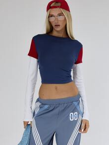 MUSERA Mutli Colour Layered Long Sleeve Tshirt  Autumn Winter Fall Daily Everyday Essential Blancs - Multicolor - View 2