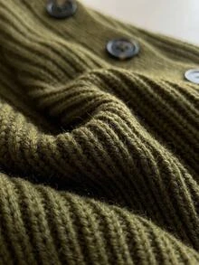 Siren Gaze Women Sweater With Button Army Green - Army Green - View 7