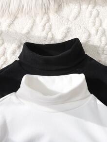 SHEIN 2PCS Tween Girls T-Shirts - Black and White - View 5