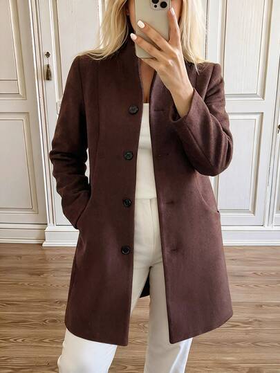 Weeklong 2026 New Plus Size Mid-Length Pocket Overcoat, Casual Daily Streetwear And Afternoon Tea Overcoat Winter