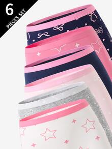 6pcs Girls' Leopard Print, Heart, Bow, Star Pattern Cotton Briefs Boxers For Teen Girls  Backto SchoolFashion Fall Winter - Multicolor - View 5