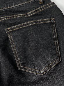 ROMWE J-Fashion Silver Spider Embroidery Retro Sexy Women's Jeans - Grey - View 5