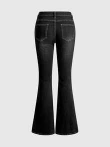 ROMWE J-Fashion Silver Spider Embroidery Retro Sexy Women's Jeans - Grey - View 2