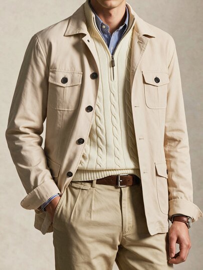 Manfinity Homme Herren einfarbiger lässiger vielseitiger Pendler- und Reise-Blazer mit langen Ärmeln