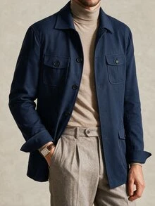 Manfinity Homme Men's Solid Color Casual Versatile Commute Travel Blazer Jacket - Navy Blue - View 3