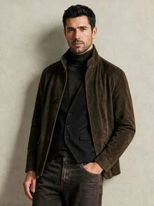 Calvornis Men's Fashionable Solid Color Single-Breasted Suit Vest, Formal, Old Money - Black - View 4