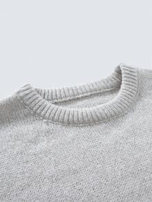 Manfinity Hypemode Men's Solid Color Casual Versatile Daily Wear Long Sleeve Sweater - Light Grey - View 6