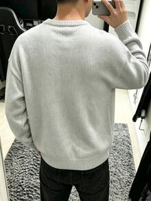 Manfinity Hypemode Men's Solid Color Casual Versatile Daily Wear Long Sleeve Sweater - Light Grey - View 2
