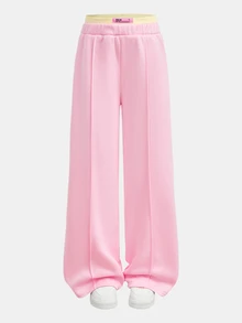 SHEIN Kids Tween Girls Tween Girl Yellow Sweatshirt + Pink Loose Long Pants 2-Piece Set, Casual Daily Versatile Fashion, Soft & Comfortable, Autumn/Winter - Multicolor - View 8