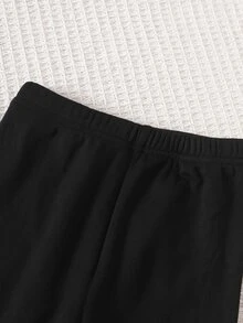 SHEIN Elladie kids 女童 4-7 歲豹紋蝴蝶結抓絨衛衣與內搭褲 2 件套，舒適米色套頭衫搭配黑色長褲套裝，適合秋冬校園日常與生日穿著 - 白色 - 查看 12