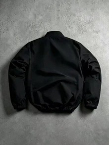 PAVTROS Men's Fashion Contrast Color Chinese Style Frog Button Decor Jacket, New Chinese Style Buttons, Gift For Friends, Boyfriend, Jacket - Black - View 2