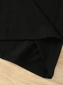Elladie kids 春夏女童休闲时尚创意个性清新可爱简约亮白蝴蝶结装饰图案印花休闲基础款短款T恤，舒适日常穿着 - 黑色 - 查看 7