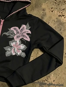 IslaSuriya 女款花卉印花連帽休閒日常長袖運動衫 - 彩色 - 查看 3