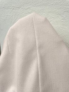 Serisse Women's Elegant Stand Collar Napoleon Military Style Frog Button Waist-Cinching Ruffles Short Jacket, Ivory White Wool Blend Peplum Coat For Fall Wint - Apricot - View 8