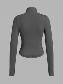 SHEIN EZwear Black Knitted Anti-UV Jacket For Women In Fall/Winter - Grey - View 2