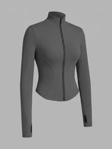 SHEIN EZwear Black Knitted Anti-UV Jacket For Women In Fall/Winter - Grey - View 4