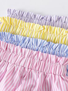 SHEIN Elladie kids 4件套女童休闲条纹短裤，夏季幼儿下装 - 彩色 - 查看 7