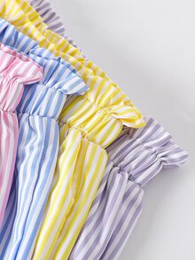 SHEIN Elladie kids 4件套女童休闲条纹短裤，夏季幼儿下装 - 彩色 - 查看 4