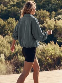 WanderVale Women's Simple Style Gray Sports Jacket, Suitable For Sports, Fitness And Daily Wear - Dark Grey - View 4