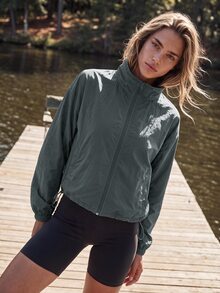 WanderVale Women's Simple Style Gray Sports Jacket, Suitable For Sports, Fitness And Daily Wear - Dark Grey - View 6