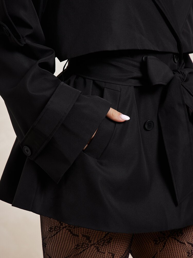 Silquee Women's Solid Color Fashionable And Versatile Everyday Casual Trench Coat, Black Trench Coat, Suitable For Commuting And Social Occasions. Work Wear - Camel - View 9