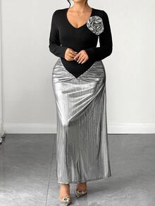Elenzga Robes Grande Taille Automne - Noir - Voir 5