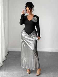 Elenzga Robes Grande Taille Automne - Noir - Voir 9