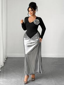 Elenzga Robes Grande Taille Automne - Noir - Voir 8