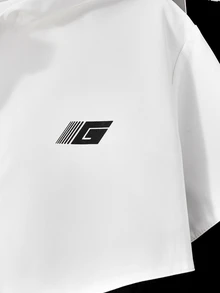 Genkimix Kids 大童秋季風格 2 件套套裝，黑白配色拼接連帽拉鍊夾克與慢跑長褲套組，休閒秋季運動服 - 黑與白 - 查看 4
