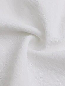 Zayélia 女款紋理布料上衣，純白色，鏤空V領，長袖泡泡袖彈性袖口，寬鬆版型，波希米亞優雅休閒上衣，適合早午餐、辦公室、秋季 - 白色 - 查看 6