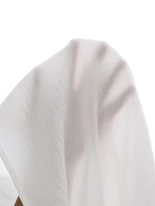 Zayélia 女款紋理布料上衣，純白色，鏤空V領，長袖泡泡袖彈性袖口，寬鬆版型，波希米亞優雅休閒上衣，適合早午餐、辦公室、秋季 - 白色 - 查看 4
