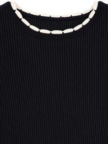 GlowEve CURVE Sweater Hitam Wanita Ukuran Besar, Atasan Lapisan Dasar Rajut Longgar Mode Baru Musim Dingin - Hitam dan Putih - View 5