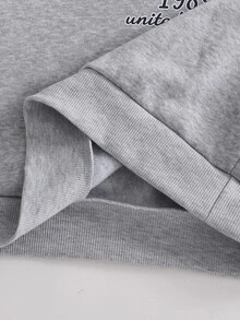 SHEIN 女童秋冬休閒保暖內裡加厚運動衫套裝，紐約市印花寬鬆圓領落肩長袖套頭運動衫搭配同款印花百褶寬腿直筒運動長褲，2件式運動套裝，麻灰色，兒童秋冬疊穿，運動套裝，外出穿搭，街頭風，校園休閒 - 淺灰色 - 查看 5
