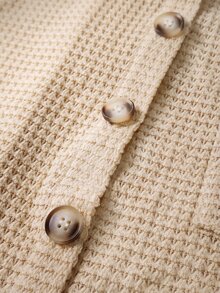 Holdful Holdful Women's Autumn Solid Color Dropped Shoulder Long Sleeve Single-Breasted Casual Pocket Shirt - Apricot - View 5