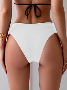Swim Basics Summer Women's Sexy V-Shape Bikini Bottom, Minimalist & Fashionable For Casual Daily Wear - White - View 2