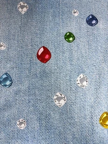 EMERY ROSE Plus Size Summer Casual Rhinestone Print Loose V-Neck T-Shirt - Multicolor - View 6