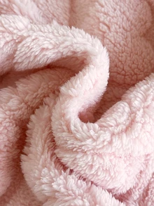 SHEIN Baby Girls Casual Cute Fun Warm Thick Fleece Hooded Dress, Suitable For Autumn/Winter Outings - Pink - View 9