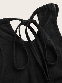 Travachic Plus Size Black Spaghetti Strap Tank Top & Camisole, Suitable For Summer Vacation & Music Festivals - Black - View 11