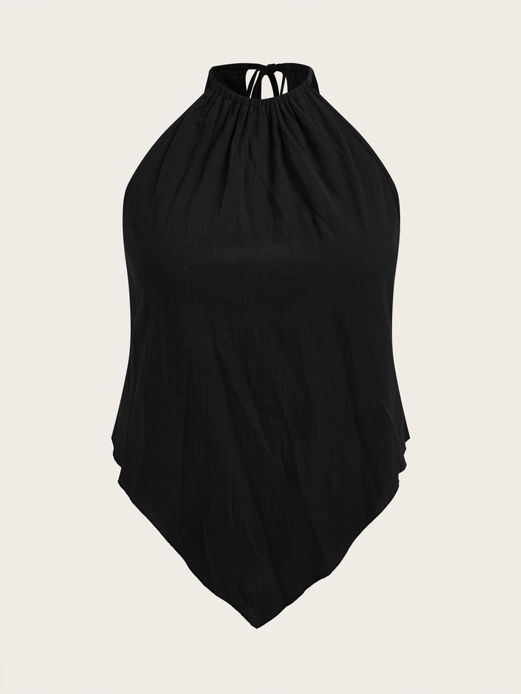 Travachic Plus Size Black Spaghetti Strap Tank Top & Camisole, Suitable For Summer Vacation & Music Festivals - Black - View 9