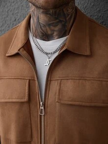 SLATEMANN Men's Brown Long-Sleeved Button-Up Zip-Up Jacket For Autumn And Winter. Suitable For Wearing During Christmas, Halloween, New Year And Other Festivals - Brown - View 7
