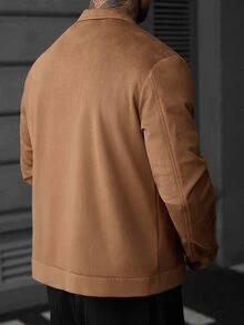 SLATEMANN Men's Brown Long-Sleeved Button-Up Zip-Up Jacket For Autumn And Winter. Suitable For Wearing During Christmas, Halloween, New Year And Other Festivals - Brown - View 2