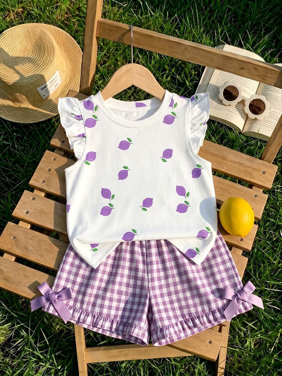 Baby Girl Casual Fashion Cute Flutter Sleeve Round Neck Top Suitable For Spring And Summer - Multicolor - View 1