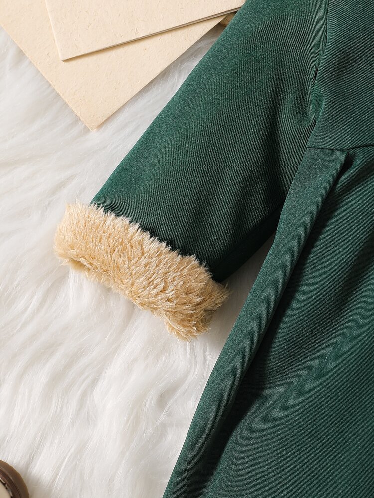SHEIN Baby Girls Trench Coats - Dark Green - View 9