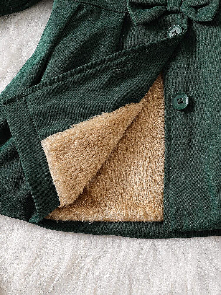 SHEIN Baby Girls Trench Coats - Dark Green - View 6