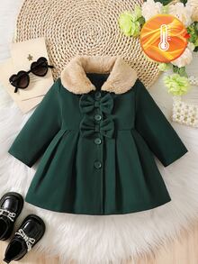 SHEIN Baby Girls Trench Coats - Dark Green - View 3