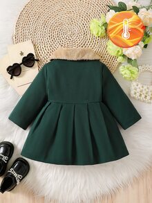 SHEIN Baby Girls Trench Coats - Dark Green - View 2