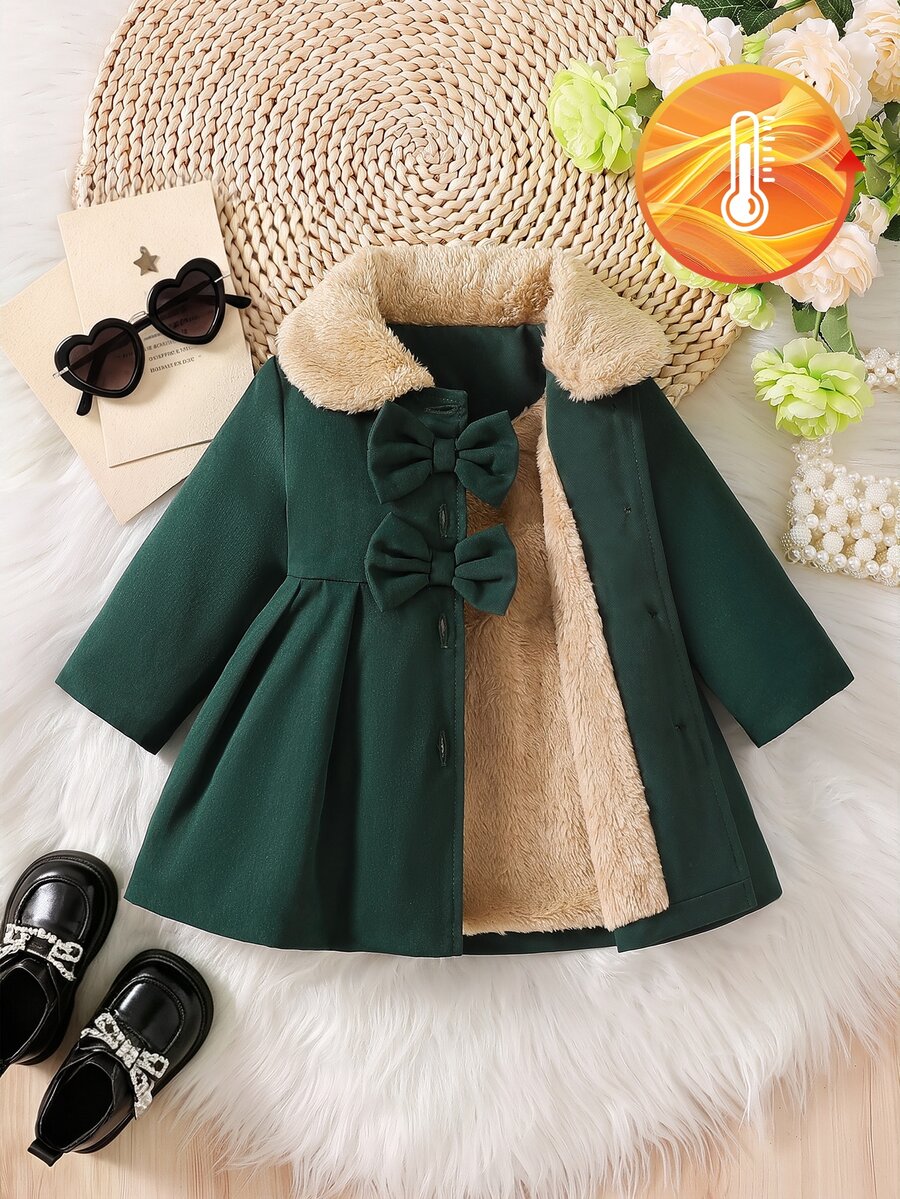 SHEIN Baby Girls Trench Coats - Dark Green - View 1